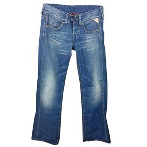 Replay women's JANICE teal-stitching baggy jeans